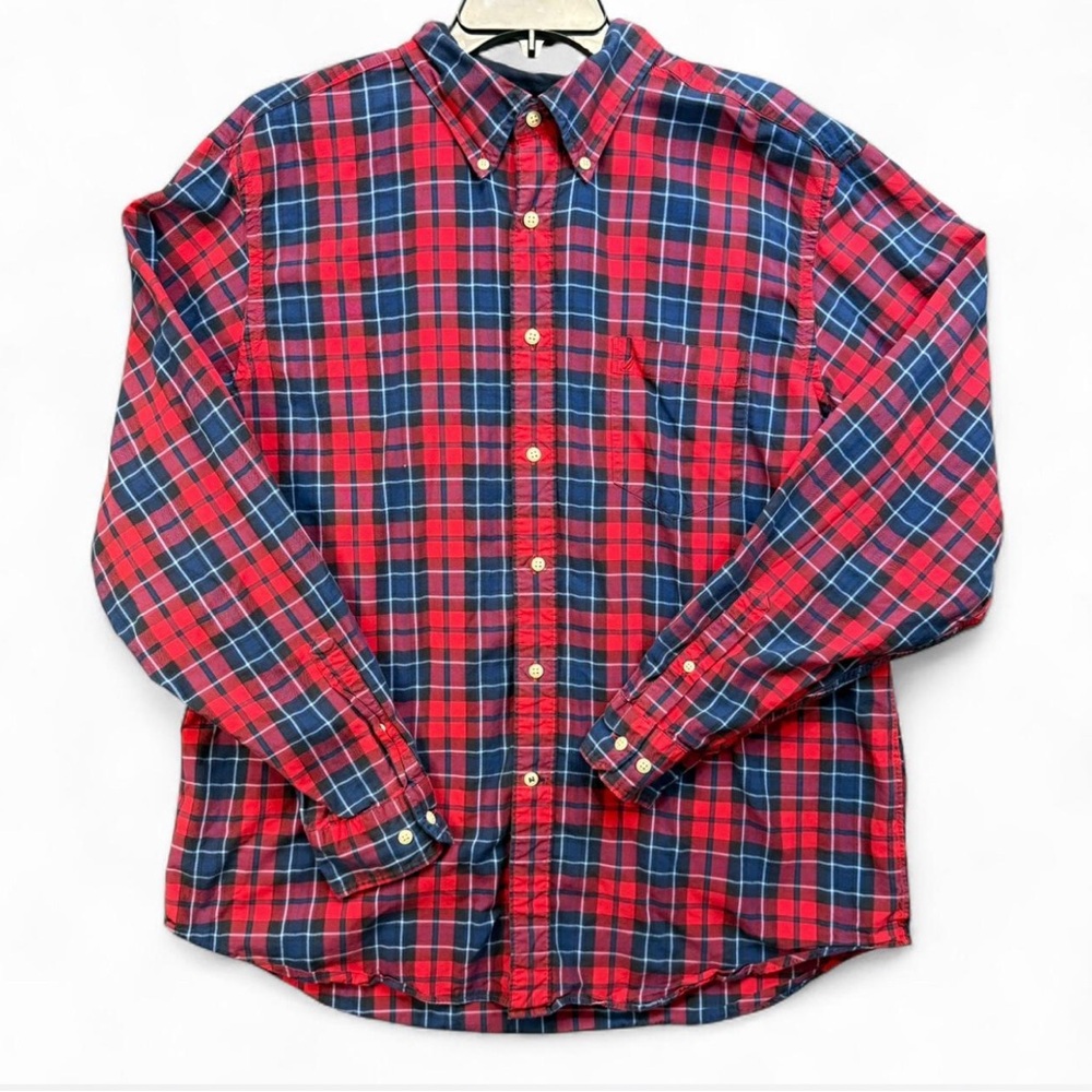 Nautica Red and Blue Checkered Men's Shirt